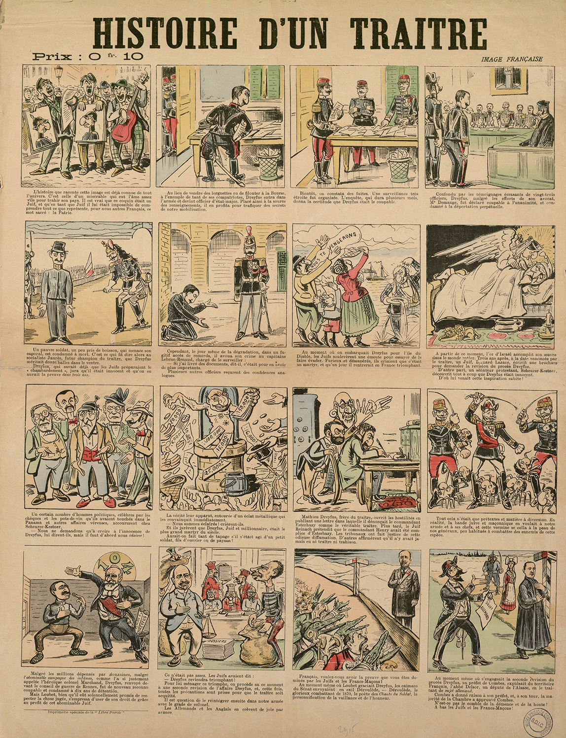 Histoire d'un Traître : Imprimerie spéciale de la Libre Parole, affiche, ca.1900
