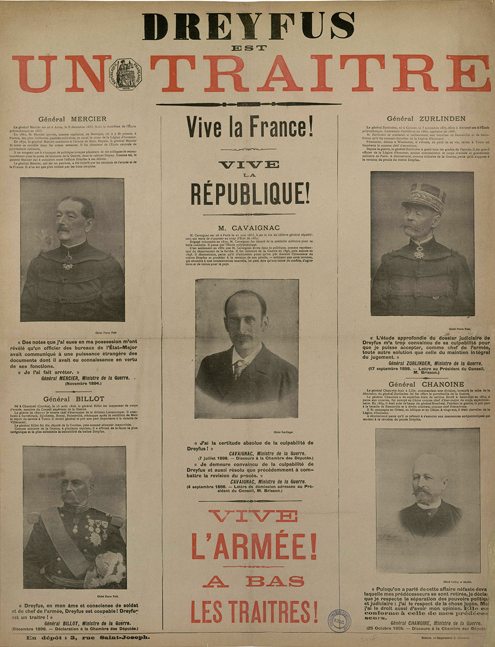 Dreyfus est un traître, affiche, ca.1899