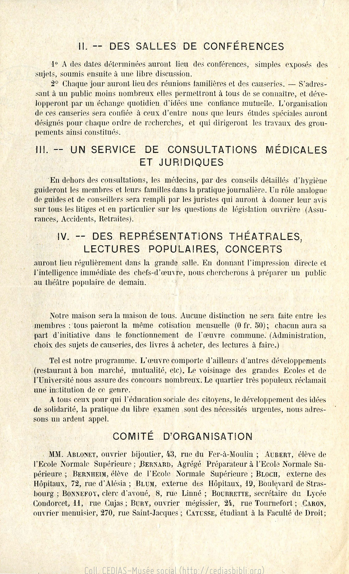 Union de la rue Mouffetard : Université Populaire du Ve arrondissement, 76 rue Mouffetard, tract, 1902