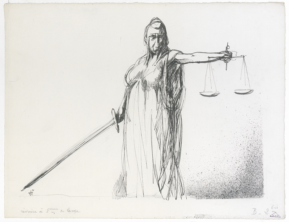 [Marianne en allégorie de la Justice.] dessin, ca.1920-1940