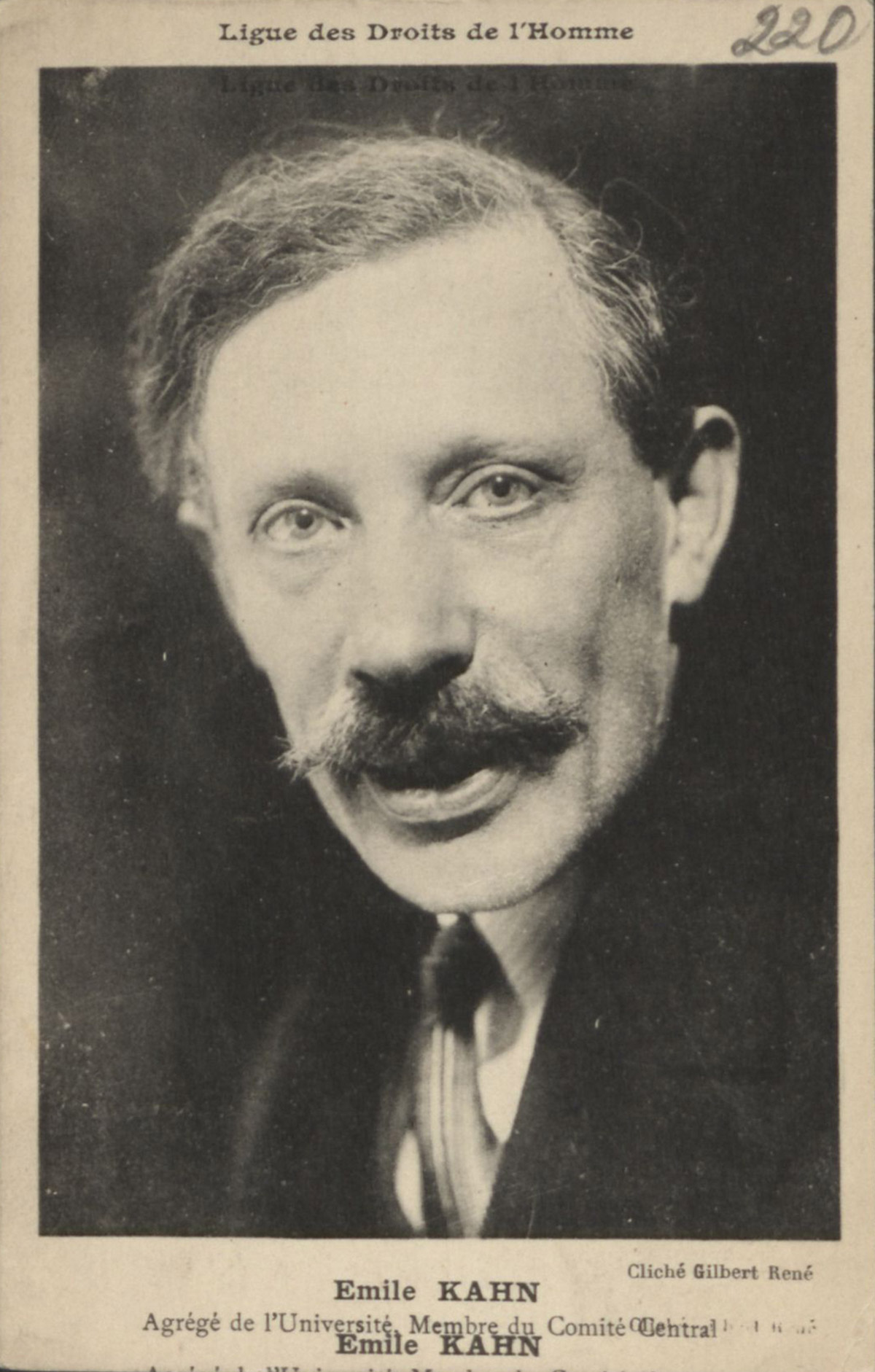 Portrait de Émile Kahn, carte postale, s.d.