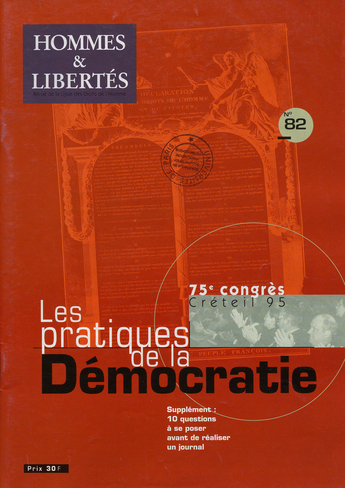 75e Congrès : Les pratiques de la Démocratie in Hommes & Libertés n°82, 1995