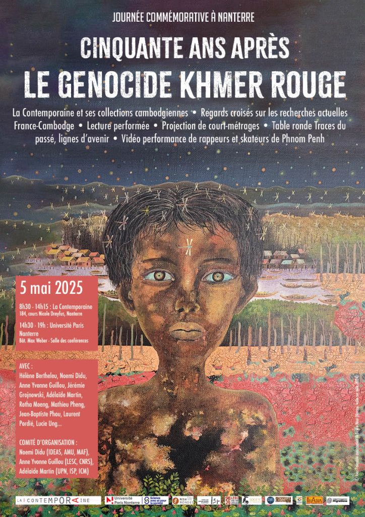 Affiche de la journée, avec le dessin d'un enfant cambodgien devant un paysage